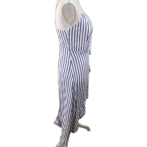 NWT Olia Wrap Sundress JR Medium Blue White Stripe Dress Pockets Built-In Shorts - Picture 8 of 16